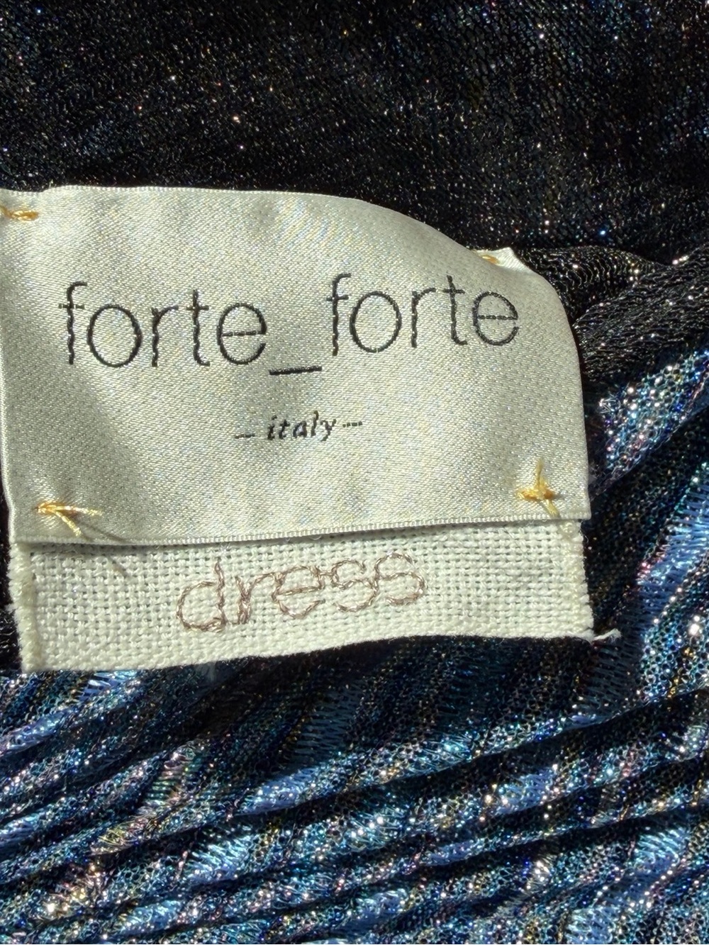Forte_Forte Silk Lurex Plissé Maxi Dress NWT Blue Size 0 - Picture 5 of 9